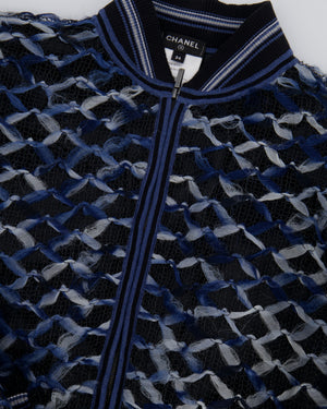 Chanel 18S Black, White and Blue Fishnet Mini Skirt and Jacket Set Size FR 34 (UK 6) RRP £6,850