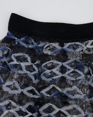 Chanel 18S Black, White and Blue Fishnet Mini Skirt and Jacket Set Size FR 34 (UK 6) RRP £6,850