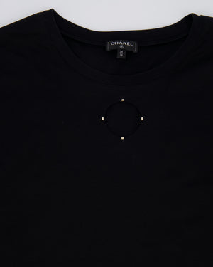 Chanel 20S Black T-Shirt with Cut-Out Front Detailing Size FR 34/36 (UK 6/8) RRP £1,450