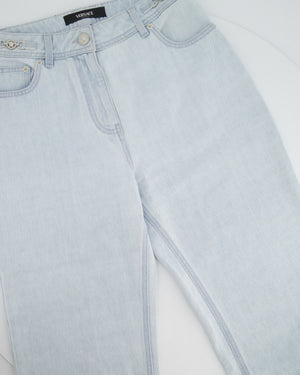 Versace Light Blue Denim Medusa 
95 Jeans with Silver Logo Detail IT 25 (UK 6) RRP £830