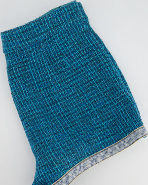 Chanel Turquoise Tweed Shorts with Denim Detail Size FR 38 (UK 10)