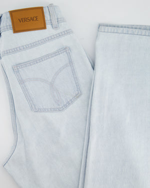 Versace Light Blue Denim Medusa 
95 Jeans with Silver Logo Detail IT 25 (UK 6) RRP £830