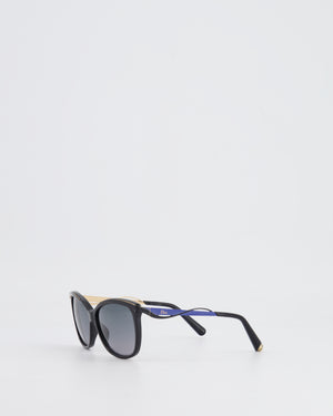 Dior Black Sunglasses with Blue and Gold Logo Detailing