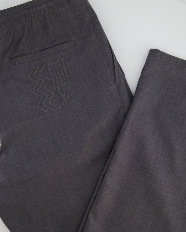 Louis Vuitton Grey Tailored Menswear Wool Trousers With Logo Embroidery Detail Size FR 46 (L)