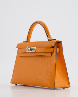 *RARE* Hermès Mini Kelly II 20cm Verso Bag in Orange H Chèvre and Gold Leather with Palladium Hardware