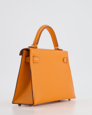 *RARE* Hermès Mini Kelly II 20cm Verso Bag in Orange H Chèvre and Gold Leather with Palladium Hardware