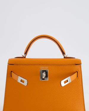 *RARE* Hermès Mini Kelly II 20cm Verso Bag in Orange H Chèvre and Gold Leather with Palladium Hardware