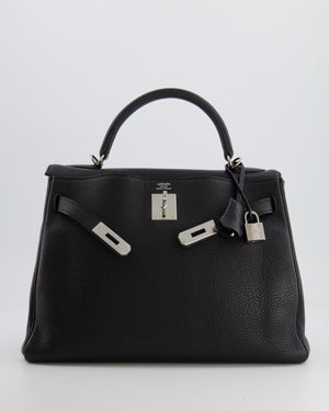 Hermès Kelly Retourne 32cm Bag in Black Togo Leather with Palladium Hardware