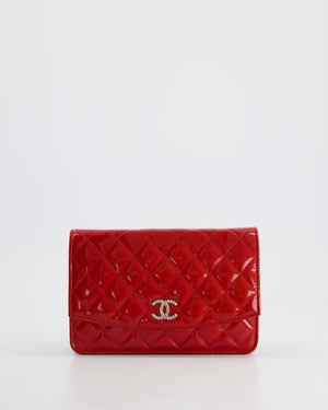 Chanel Red Metallic Wallet on Chain Bag in Patent Leather with Silver Hardware