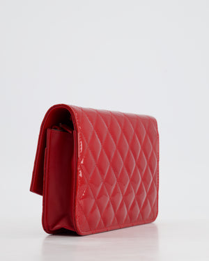 Chanel Red Metallic Wallet on Chain Bag in Patent Leather with Silver Hardware