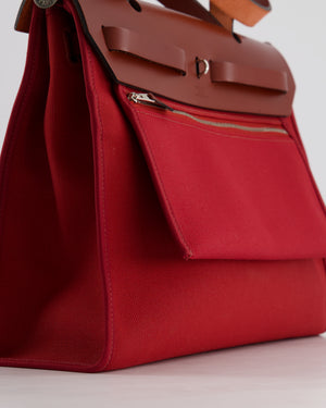 Hermès Herbag 31 Bag in Rouge Grenat Canvas and Rouge H Leather with Palladium Hardware