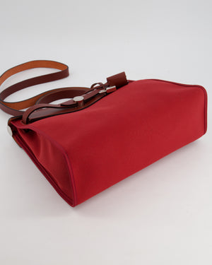 Hermès Herbag 31 Bag in Rouge Grenat Canvas and Rouge H Leather with Palladium Hardware