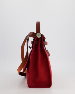 Hermès Herbag 31 Bag in Rouge Grenat Canvas and Rouge H Leather with Palladium Hardware