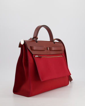 Hermès Herbag 31 Bag in Rouge Grenat Canvas and Rouge H Leather with Palladium Hardware