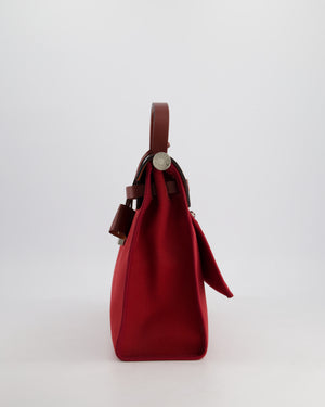 Hermès Herbag 31 Bag in Rouge Grenat Canvas and Rouge H Leather with Palladium Hardware