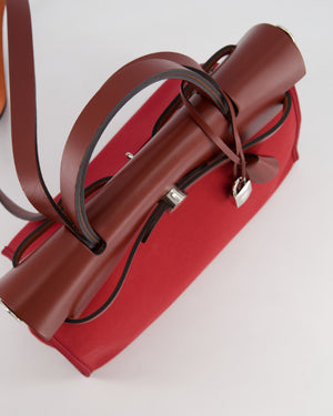 Hermès Herbag 31 Bag in Rouge Grenat Canvas and Rouge H Leather with Palladium Hardware