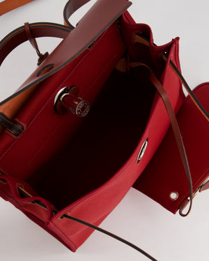 Hermès Herbag 31 Bag in Rouge Grenat Canvas and Rouge H Leather with Palladium Hardware