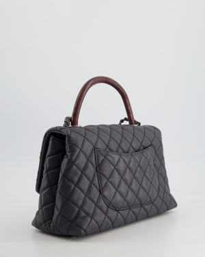 *RARE* Chanel Medium Coco Top Handle Bag Grey Caviar with Python Handle and Ruthenium Hardware