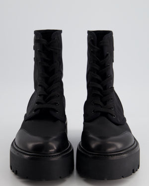 Celine Black Bulky Canvas Lace-Up Logo Boots Size EU 41.5 RRP £890