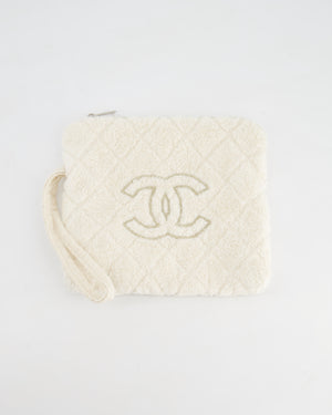 *HOT* Chanel Ivory Terry Beach Set with CC Tote Bag, Towel and Small Pouch