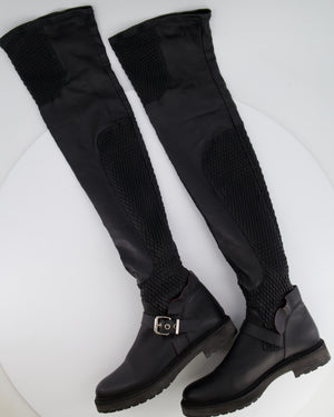 Fendi Black Thigh High Patent Leather Boots Size EU 38