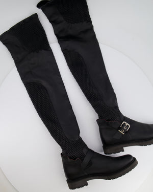 Fendi Black Thigh High Patent Leather Boots Size EU 38