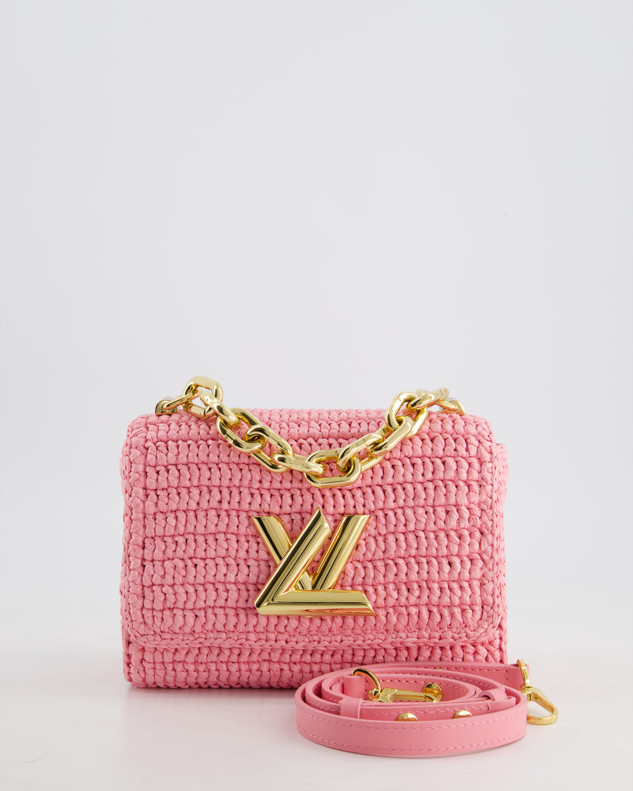 *RARE* Louis Vuitton Bubblegum Pink Twist PM Bag in Raffia with Gold Hardware £3,400