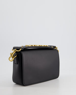 Christian Dior Black J
Adior Top Handle Flap Bag in Calfskin Leather with Antique Gold Hardware