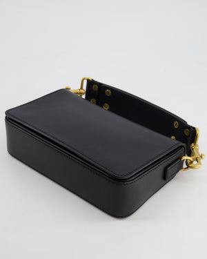 Christian Dior Black J
Adior Top Handle Flap Bag in Calfskin Leather with Antique Gold Hardware