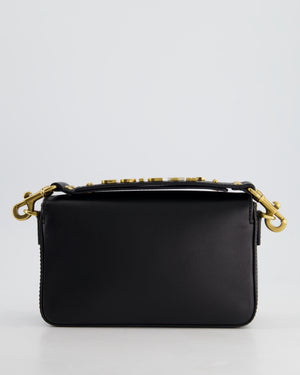 Christian Dior Black J
Adior Top Handle Flap Bag in Calfskin Leather with Antique Gold Hardware