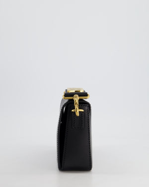 Christian Dior Black J
Adior Top Handle Flap Bag in Calfskin Leather with Antique Gold Hardware