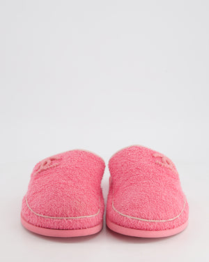 Chanel Pink Towel Slippers with White CC Logo Size EU 41.5