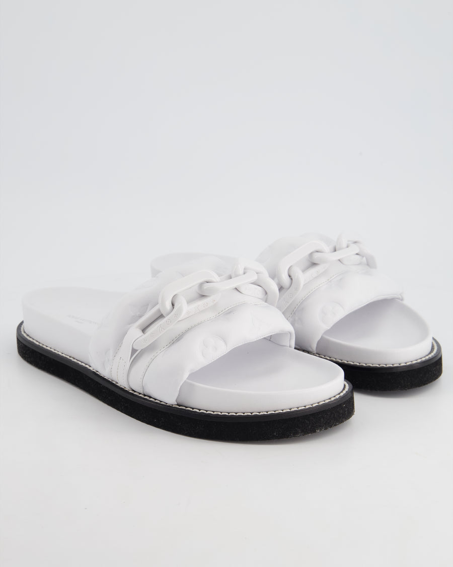 Louis Vuitton White Sunset Flat Mules Size EU 42