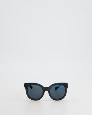 Chanel Square Black, Navy Sunglasses with Black CC Detail