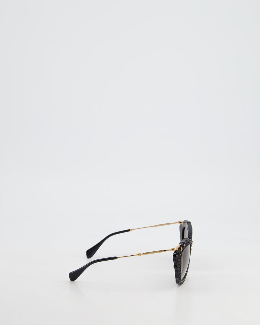 Miu Miu Black Crystal Cat Eye Sunglasses