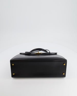 Hermès Vintage Black Kelly Replica Jewelry
 32cm Bag in Calfskin Box Leather with Gold Hardware