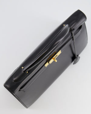 Hermès Vintage Black Kelly Replica Jewelry
 32cm Bag in Calfskin Box Leather with Gold Hardware