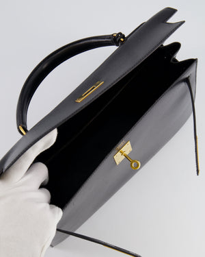 Hermès Vintage Black Kelly Replica Jewelry
 32cm Bag in Calfskin Box Leather with Gold Hardware