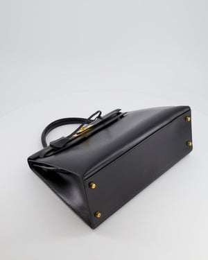 Hermès Vintage Black Kelly Replica Jewelry
 32cm Bag in Calfskin Box Leather with Gold Hardware