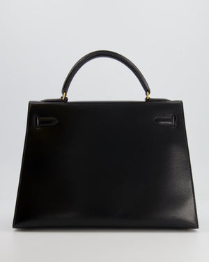 Hermès Vintage Black Kelly Replica Jewelry
 32cm Bag in Calfskin Box Leather with Gold Hardware