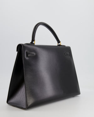 Hermès Vintage Black Kelly Replica Jewelry
 32cm Bag in Calfskin Box Leather with Gold Hardware