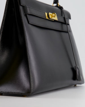 Hermès Vintage Black Kelly Replica Jewelry
 32cm Bag in Calfskin Box Leather with Gold Hardware