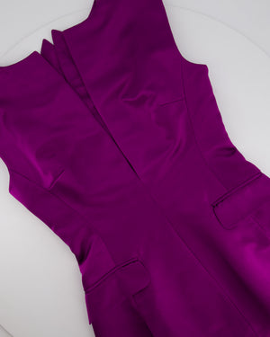 Alexander McQueen Purple Tailored Satin Mini Dress with Pocket Detail Size IT 40 (UK 8)