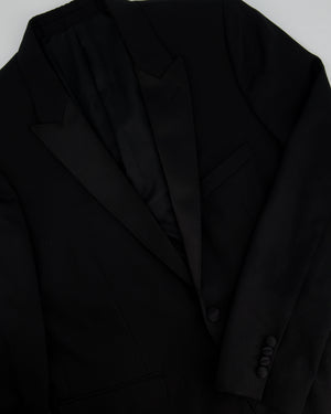 Celine Black Menswear Tuxedo Suit Single Button Blazer with Silk Lappel Detail FR 54 (UK 44)