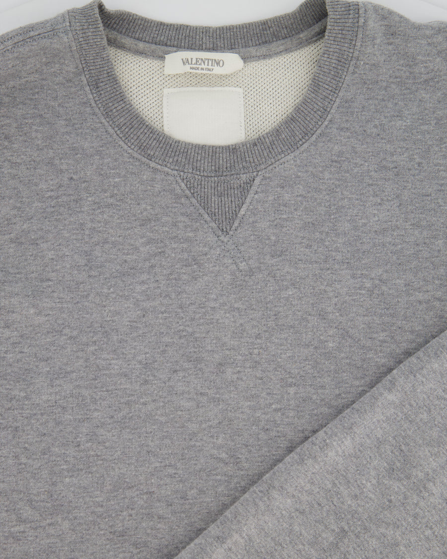 Valentino Untitled Grey Rockstud Sweater with Rockstud Details Size L (UK 10)