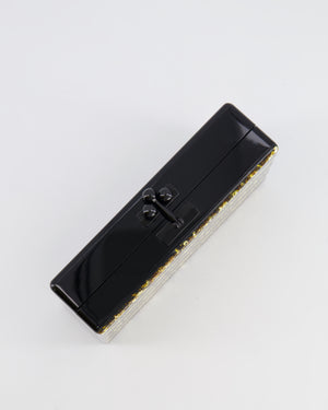 Edie Parker Black and Gold Striped Embellished Clutch Bag RRP £600