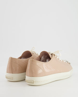 Miu Miu Light Pink Patent Trainers with Crystal Embellishments Size EU 39