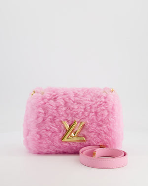 Louis Vuitton Candy Pink Shearling LV Twist PM Bag with Gold Hardware