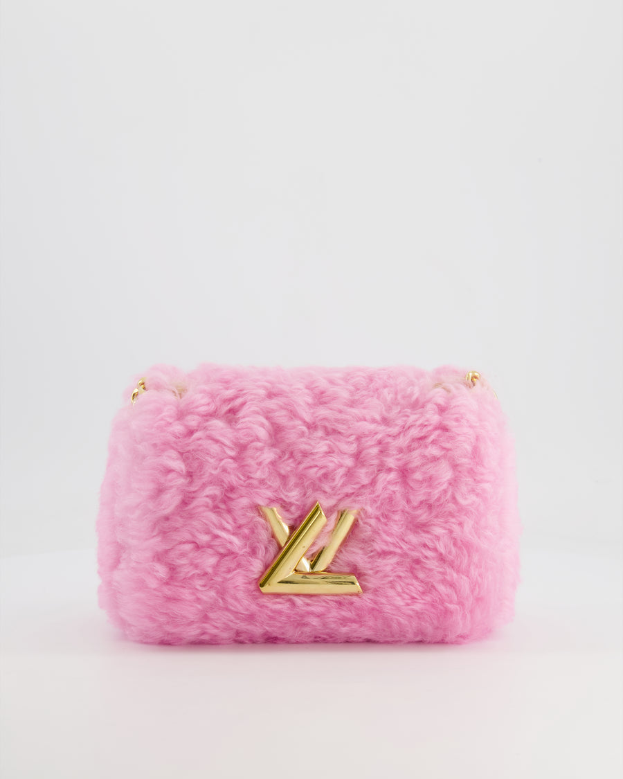 Louis Vuitton Candy Pink Shearling LV Twist PM Bag with Gold Hardware