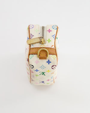 Louis Vuitton Murakami White and Multicolour Mini Pouch with Gold Hardware